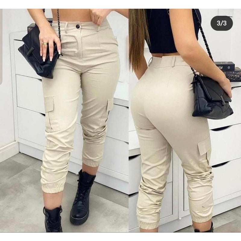 Calça Jogger Cargo de Sarja Importada com Bolso Lateral